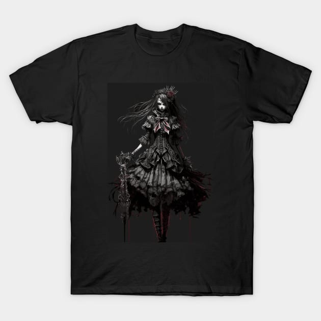 Anime Goth Girl T-Shirt by Nightarcade